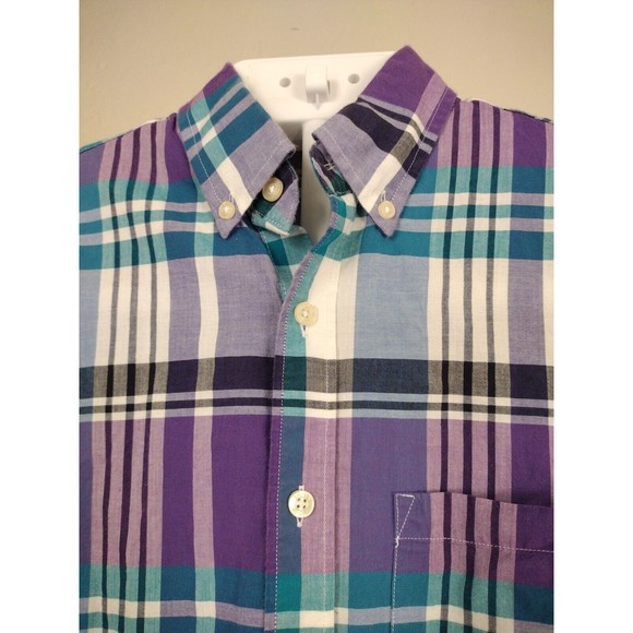 J.Crew Summer Plaid Shirt Mens Size S Purple Blue Long Sleeve Button Up - Picture 4 of 11